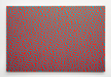 Burkes Dither, 45% Teal. Acrylic on panel by Daniel Temkin