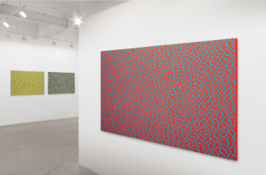 Daniel Temkin acrylic on panel dithers hanging in gallery