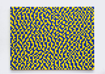 Two-Row Sierra Dither, 50% Blue (Approximation of Green). Acrylic on panel by Daniel Temkin