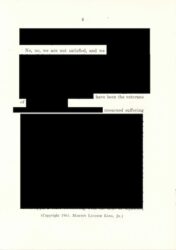Photographic image of Martin Luther King, Jr.'s "I Have a Dream Speech" with some text redacted