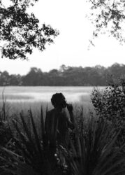 Black-and-white photograph of man in Gullah country, South Carolina