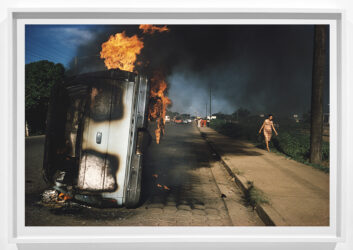 NICARAGUA. Managua. Car of a Somoza informer burning in Managua.