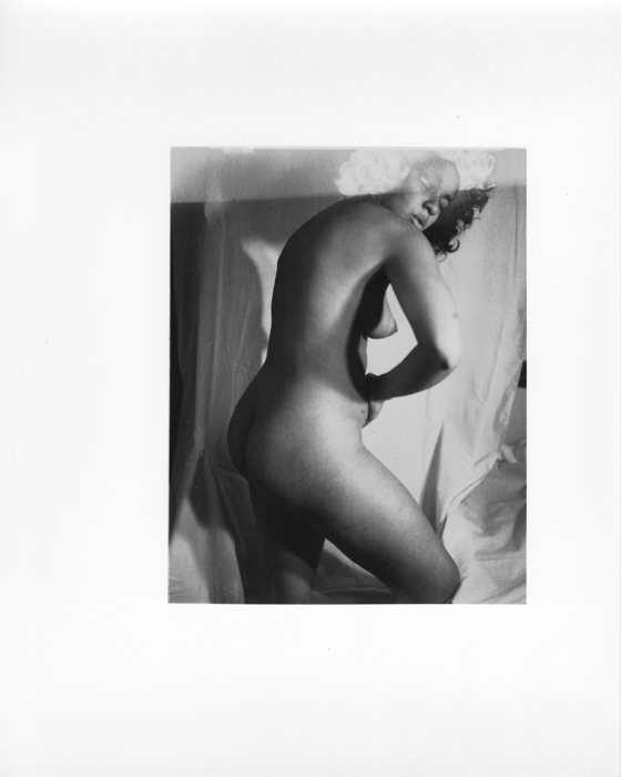 Carla Williams. Untitled (split) 1985, printed 1985, gelatin silver print, bleached, from partially solarized negative, image and print dimensions: 10 x 8 inches