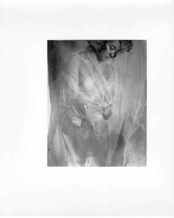 Carla Williams. Untitled (tulle) #1, 1985, printed 1985, gelatin silver print, bleached, image dimensions: 5 3/4 x 4 1/2 inches, paper dimensions: 10 x 8 inches