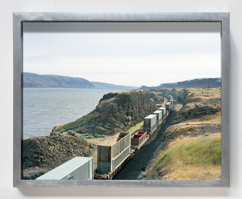 Justine Kurland. Boxcars at Maryhill, 2008, pigment print, 9 x 7 3/16 inches // Pimples and Tears, 2005, pigment print, 7 x 5 1/2 inches, printed 2023, mounted on aluminum, 9 x 7 3/16 inches, edition of 6